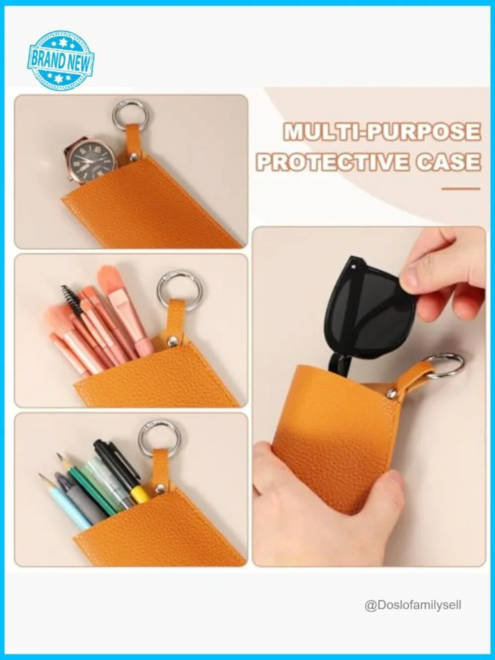 Leather Glasses Case Soft Slip-in Pouch Elegant Minimal Chic Portable Storage